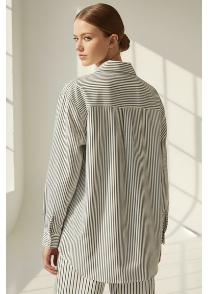 Çizgili Cepli Uzun Kol Regular Gömlek