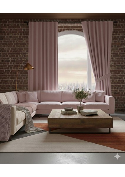 Dekoratif Seyrek (1x2) Pile Fon Perde Tek Kanat – Bağcıklı Model, Kalın Dokulu Kumaş, Modern Ev Dekorasyonu Için Şık Seçim