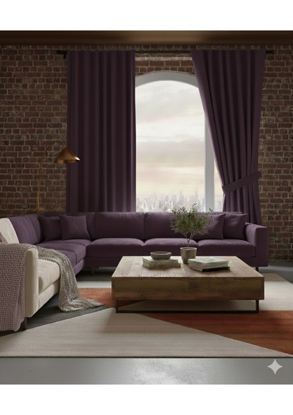 Dekoratif Seyrek (1x2) Pile Fon Perde Tek Kanat – Bağcıklı Model, Kalın Dokulu Kumaş, Modern Ev Dekorasyonu Için Şık Seçim