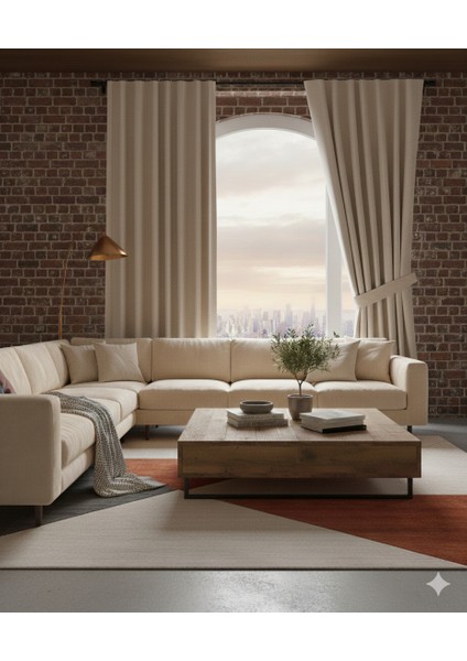 Dekoratif Seyrek (1x2) Pile Fon Perde Tek Kanat – Bağcıklı Model, Kalın Dokulu Kumaş, Modern Ev Dekorasyonu Için Şık Seçim