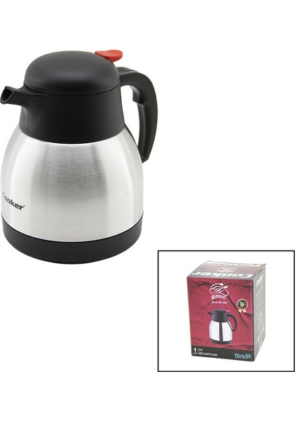 1lt 304 Çeli̇k Termos Inox Seri̇si̇ 12 Saat Sicak - 24 Saat Soğuk Çi̇ft Contali Kapak CKR-2035 (5422)