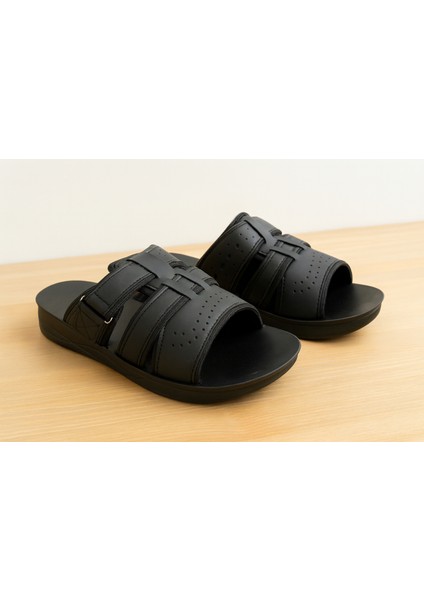 Erkek Suni Deri Tank Siyah Flok Terlik