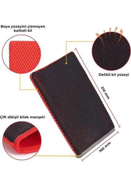 Yüzey Temizleyici Kil Eldiveni Kırmızı 21X16 cm