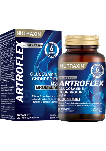 Artroflex 90 Tablet - Glukozamin, Kondroitin, MSM, Bromenlin ve Şeytan Pençesi İçeren Takviye Edici Gıda