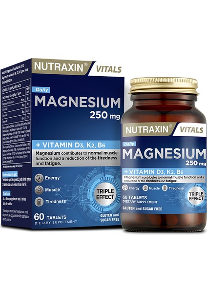 Magnezyum Daily Energy 250 Mg 60 Tablet - Magnesium, D3, K2, B6