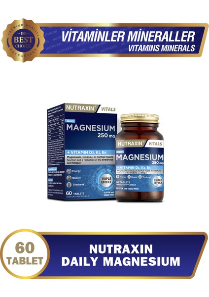 Magnezyum Daily Energy 250 Mg 60 Tablet - Magnesium, D3, K2, B6 modelleri