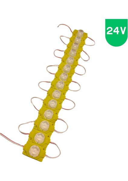 24 Volt 1.5 Watt Tek Lensli Sarı - Amber 3030 LED Modül IP65 10 Adet Modül
