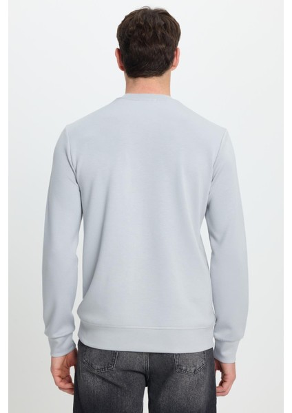 Erkek Relax Fit Rahat Kesim Uzun Kollu Ekstra Yumuşak Bisiklet Yaka Gri Sweatshirt