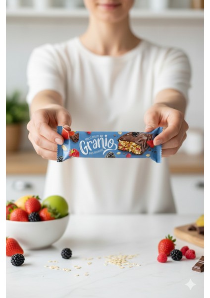 Sütlü Çikolata Kaplamalı Yulaf Ezmeli Kırmızı Meyveli Bar 40 gr x 12 Adet modelleri