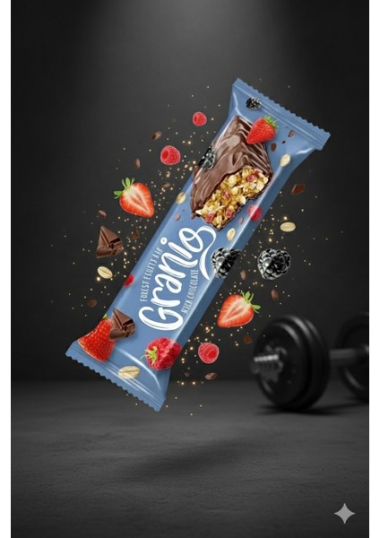 Sütlü Çikolata Kaplamalı Yulaf Ezmeli Kırmızı Meyveli Bar 40 gr x 12 Adet fırsatları