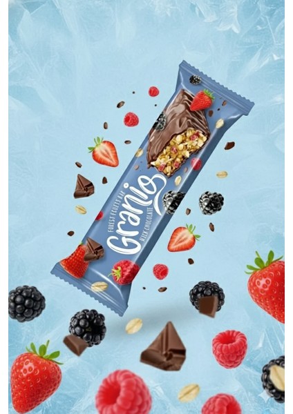 Sütlü Çikolata Kaplamalı Yulaf Ezmeli Kırmızı Meyveli Bar 40 gr x 12 Adet indirimleri