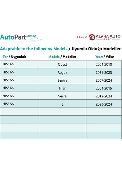 Nissan Için Ön Tampon ve Far Klips - 10 Adet