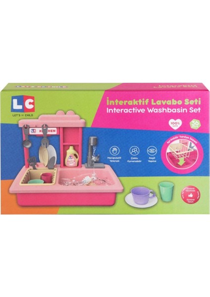 Pilli Interaktif Lavabo Seti Pembe indirimleri