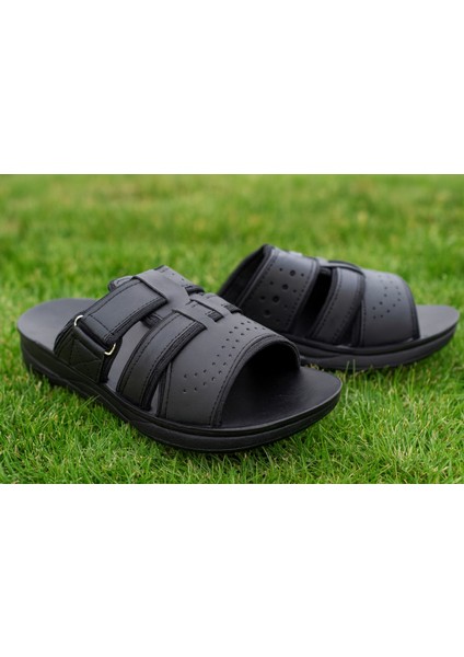 Erkek Suni Deri Tank Siyah Flok Terlik