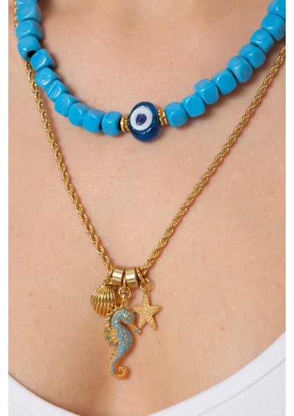 Ikili Bodrum Boncuklu Kolye