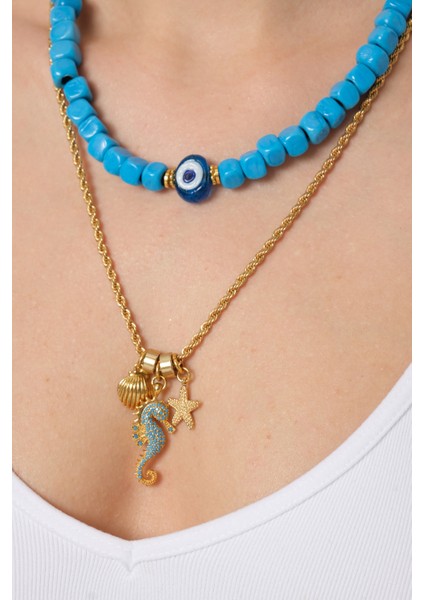 Ikili Bodrum Boncuklu Kolye