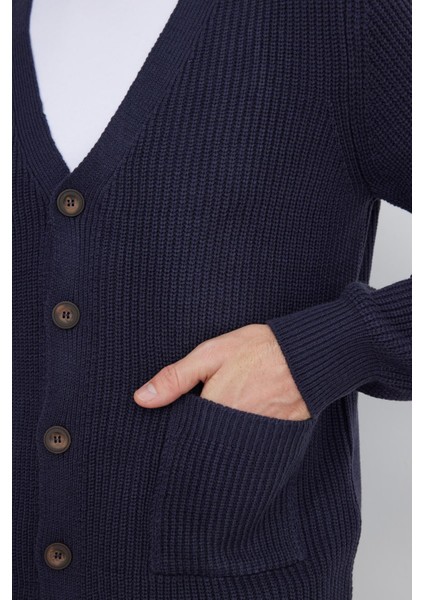 Erkek Standart Fit Normal Kesim V Yaka Düğmeli Lacivert Hırka modelleri