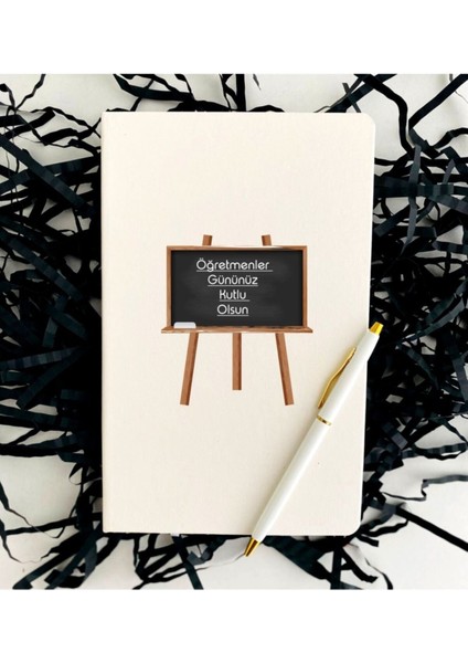 Öğretmenler Günü Okul Tahtası Defter Kalem Seti - Beyaz