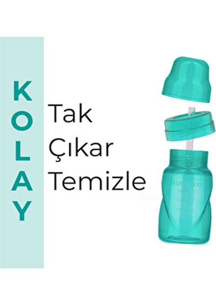 Akıtmaz Pipetli Bardak Yeşil 270 ml +12 Ay İçin Ergonomik Tasarım BPA İçermez