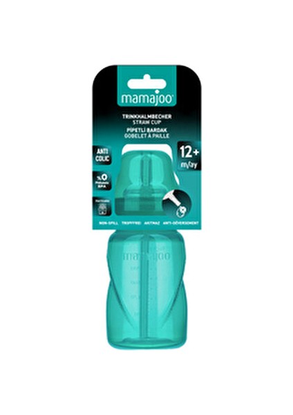 Akıtmaz Pipetli Bardak Yeşil 270 ml +12 Ay İçin Ergonomik Tasarım BPA İçermez