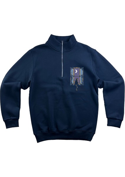 Bej Fermuarlı 3 Iplik Baskılı Sweatshirt modelleri