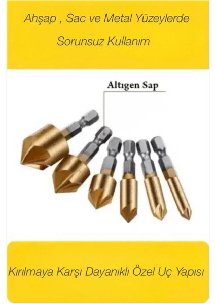 6 Parça Premium Titanyum Kaplama Hss Bits Uçlu Kırılmaz A Kalite Paslanmaz Havşa Açma Matkap Uç Seti fırsatları