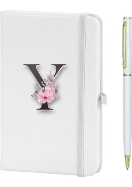 Y Harfi Çiçek Desen Baskılı Defter