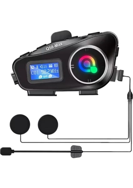 Q58 Motorsikletler Için Fener Özellikli Sd Kart Bölümlü LCD Ekranlı Kula