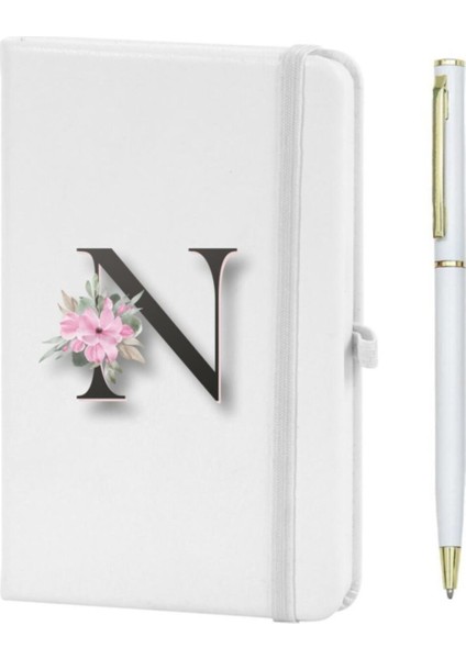 N Harfi Çiçek Desen Baskılı Defter