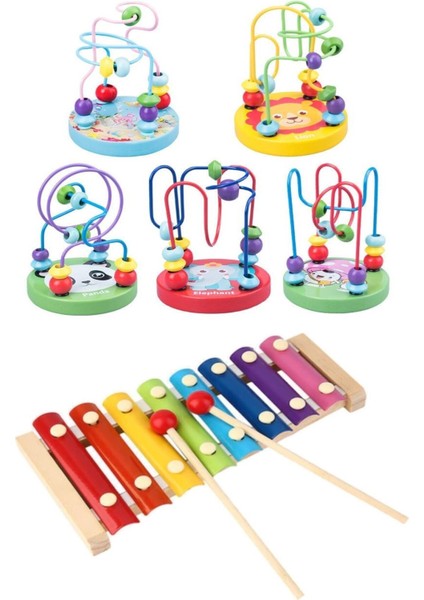 Iki Parça Ahşap Eğitici Oyun Seti, Selefon ve Mini Kordinasyon Helezonu