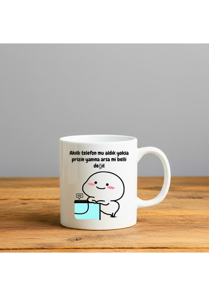 Akıllı Telefon Mu Aldık Baskılı-Hediyelik Seramik Kupa Bardak