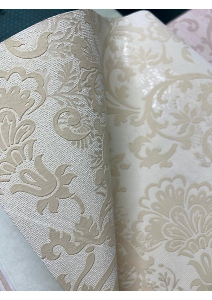 Krem Dokulu Desenli Duvar Kağıdı 669619 fiyatları