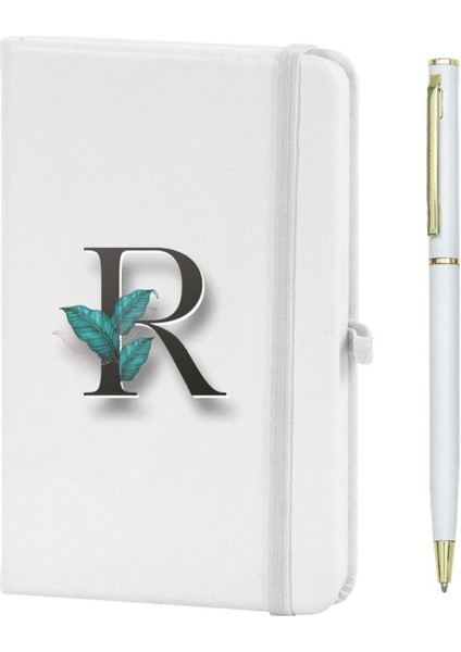 R Harfi Çiçek Baskılı Defter