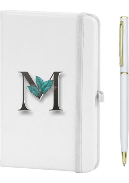 M Harfi Çiçek Baskılı Defter