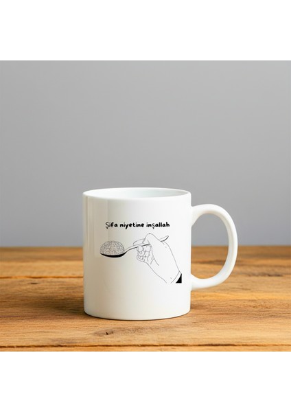 Şifa Niyetine Inşallah Baskılı-Hediyelik Seramik Kupa Bardak