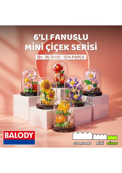 6'lı Fanuslu Mini Çiçek Serisi Yapı Bloğu Seti – 1214 Parça