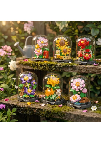 6'lı Fanuslu Mini Çiçek Serisi Yapı Bloğu Seti – 1214 Parça fiyatları