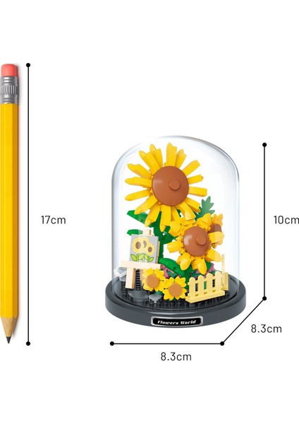 6'lı Fanuslu Mini Çiçek Serisi Yapı Bloğu Seti – 1214 Parça modelleri