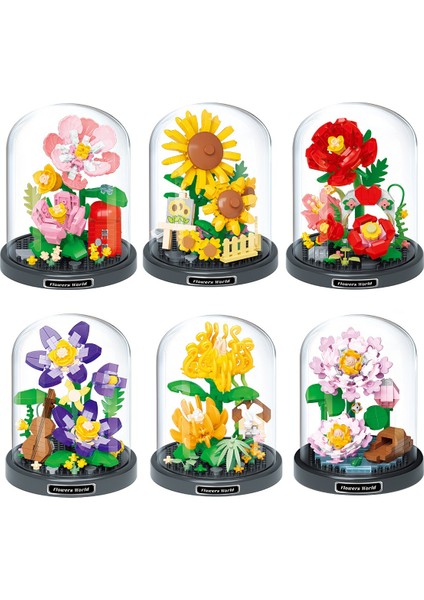 6'lı Fanuslu Mini Çiçek Serisi Yapı Bloğu Seti – 1214 Parça fırsatları