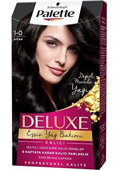 Deluxe 115 ml Siyah 1-0 Saç Boyası Krem Formda Canlı Renkler ve Uzun Süre Kalıcı modelleri