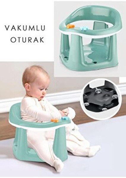 Yeşil Destekli Banyo Oturağı - Vakum Tabanlı Rahat Oturma Zemini ile Güvenli Kullanım indirimleri