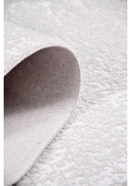 Elyfa Luxe Ekru Akrilik Halı – Salon ve Oturma Odası, Robot Süpürge Uyumlu, 4m En-Özel Ölçü