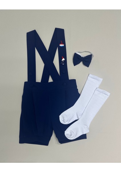 Denizci Konsept Şort Salopet Papyon Çorap