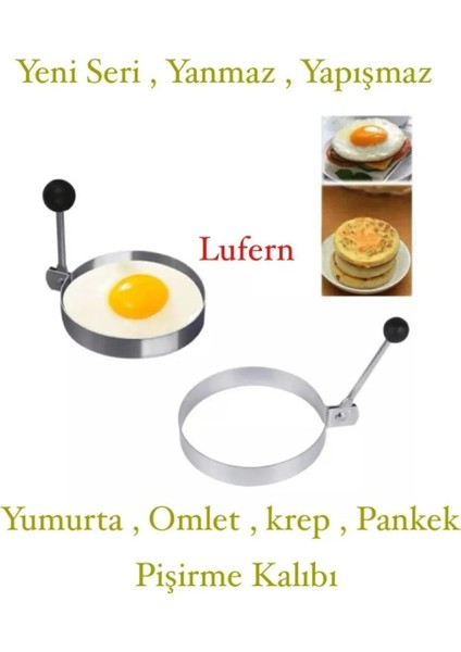 Paslanmaz Çelik Yuvarlak Omlet Kalıbı Krep Pankek Yeni Seri Yanmaz Yapışmaz Pratik Görsel Şık