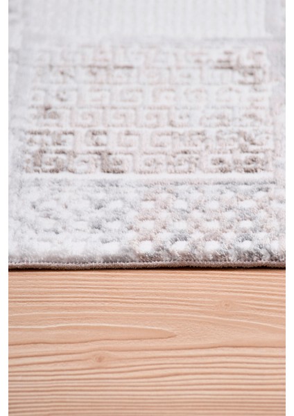 Elyfa Luxe Krem Akrilik Halı – Salon ve Oturma Odası, Robot Süpürge Uyumlu, 4m En-Özel Ölçü fırsatları