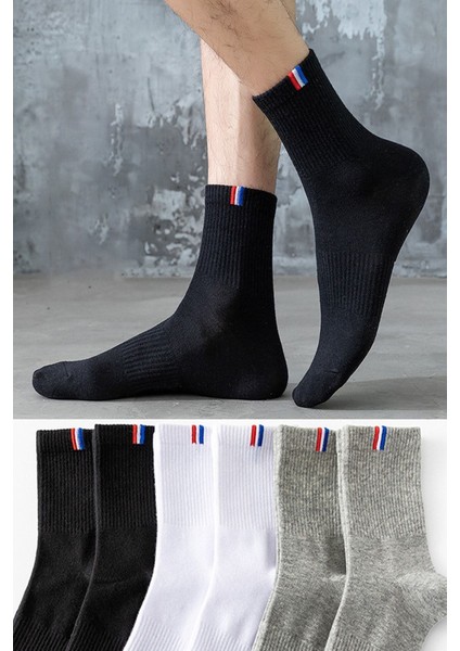 Unisex 6 Çift Lastik Desenli Uzun Çorap