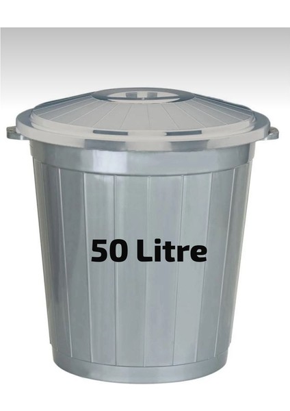 50 L Gri Kapaklı Çöp Kovası – Dayanıklı Plastik Gövde