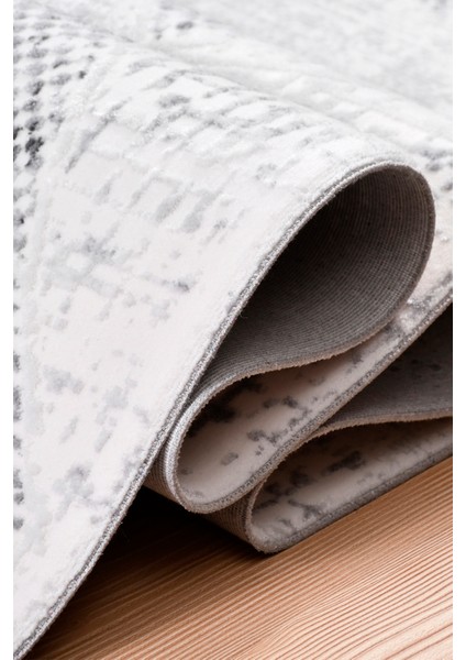 Elyfa Luxe Gri Akrilik Halı – Salon ve Oturma Odası, Robot Süpürge Uyumlu, 4m En-Özel Ölçü indirimleri