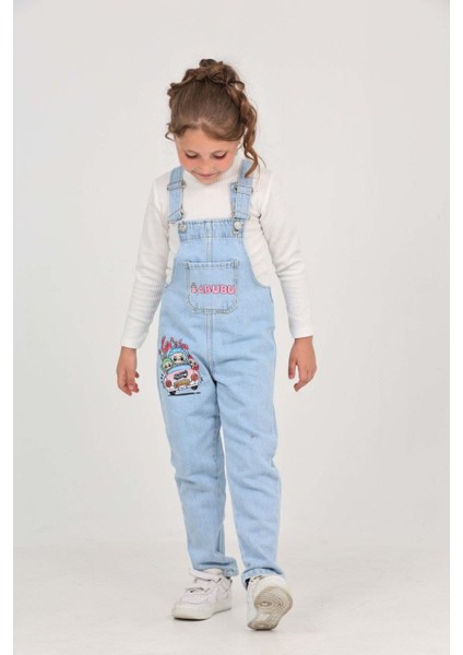 Kız Çocuk Slopet Çocuk Kot Tulum Labubu Desenli Pembe modelleri