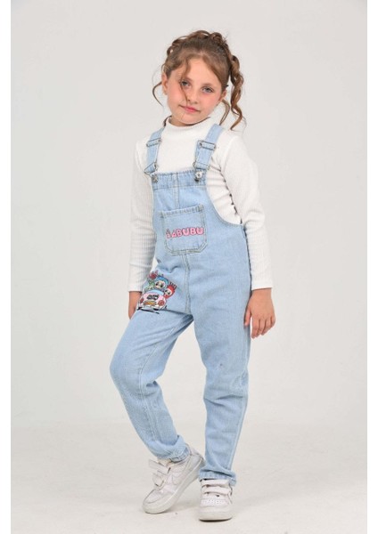 Kız Çocuk Slopet Çocuk Kot Tulum Labubu Desenli Pembe indirimleri